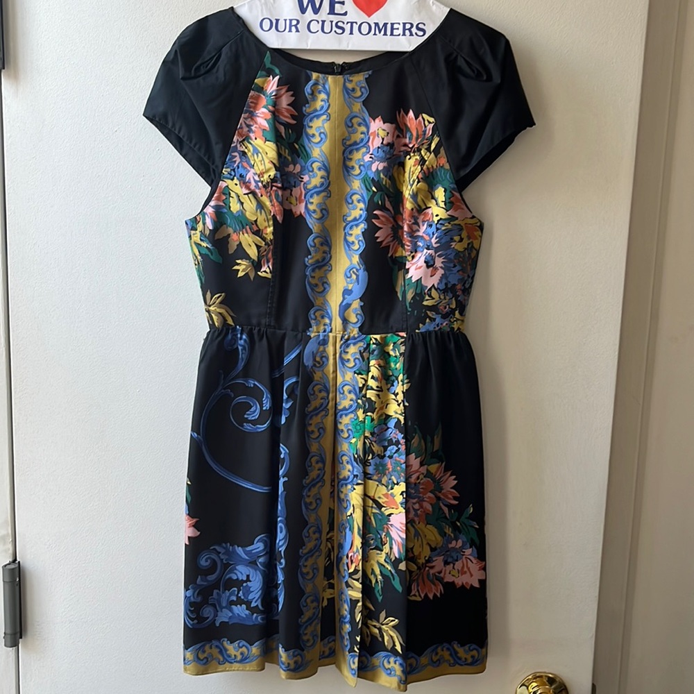 Tibi Baroque Scarf Cap Sleeve Dress